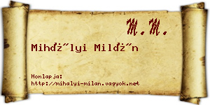 Mihályi Milán névjegykártya