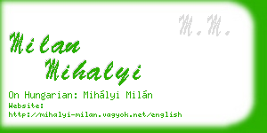 milan mihalyi business card